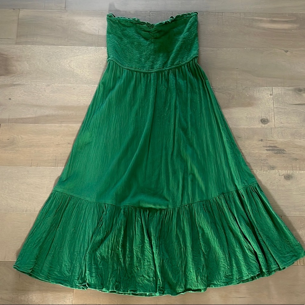 Aerie green strapless midi dress